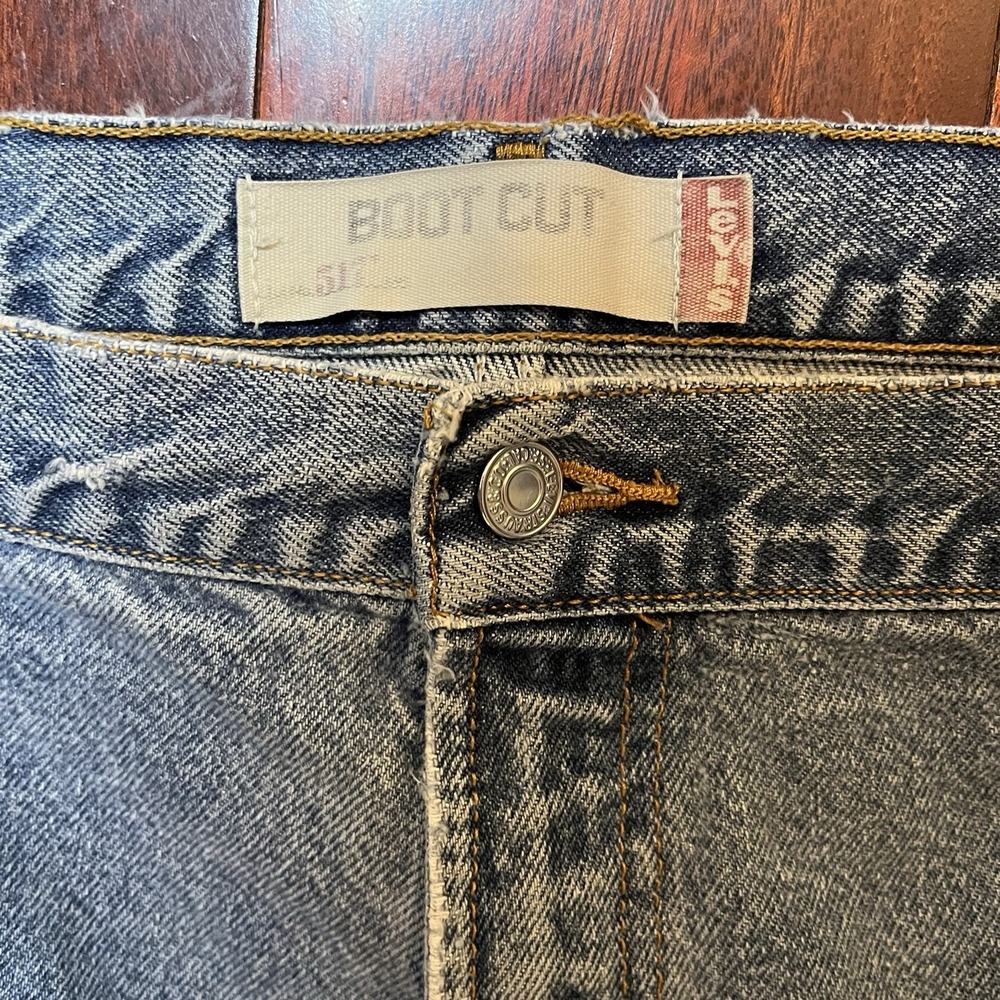 Levis Jeans Mens 42x32 (41x32) 517 Bootcut Blue Light Wash Distressed Streetwear